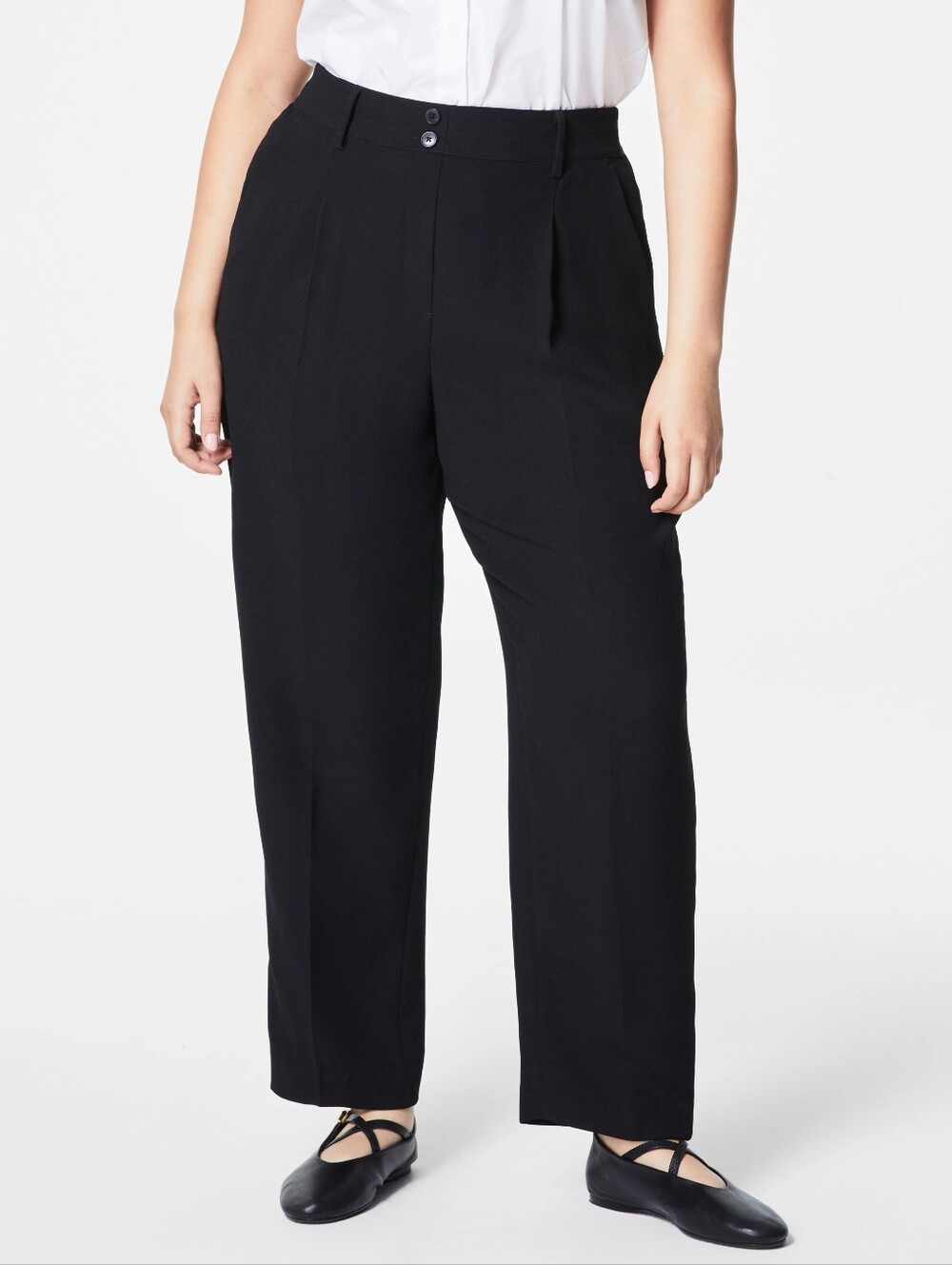 Spanx Carefree Crepe Tapered Ankle Pant High Rise Office Trousers Black Large